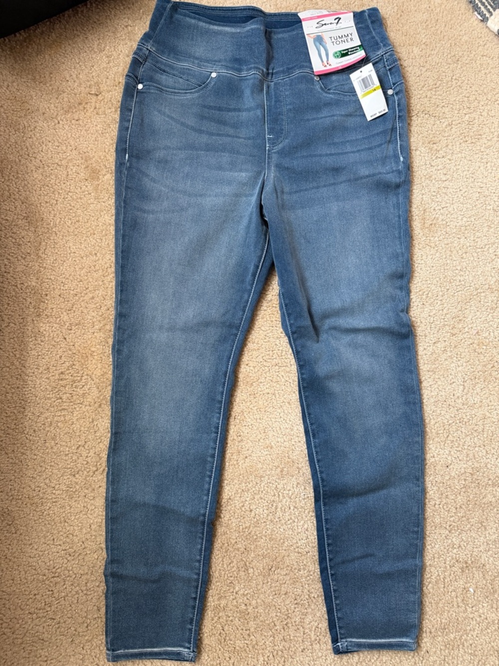 Seven7 Dark Blue Pull-On Tummy Toner Jeggings